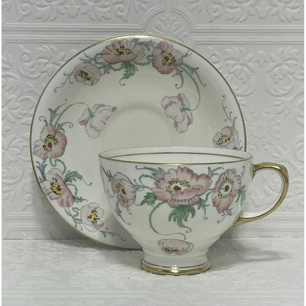 Pink Radfords "Poppy " Teacup And Saucer Bone China Fenton Made In England